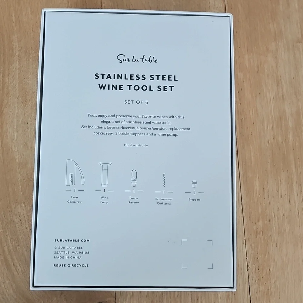 Sur La Table Stainless Steel 6 Piece Wine Tool Set NWT